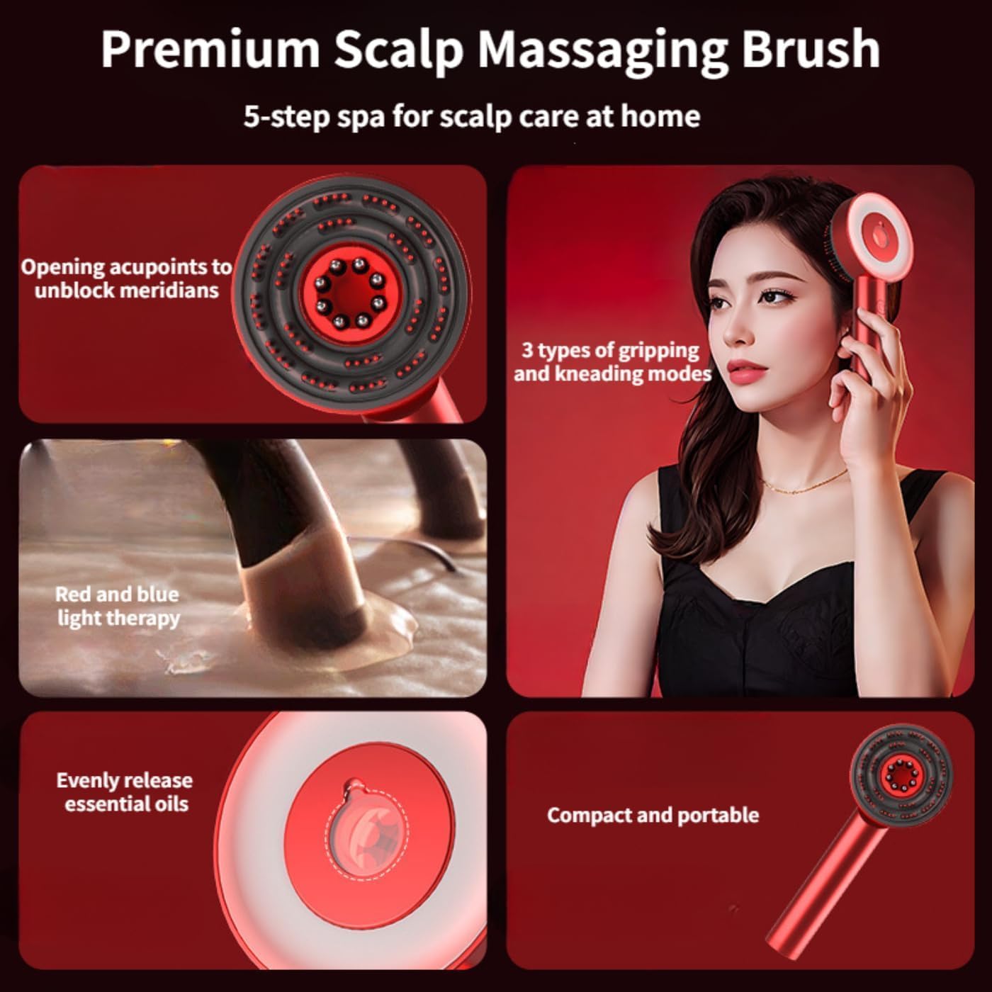 Electric Head Scalp Massager 2-in-1: Scalp Massage Brush & Oil Applicator