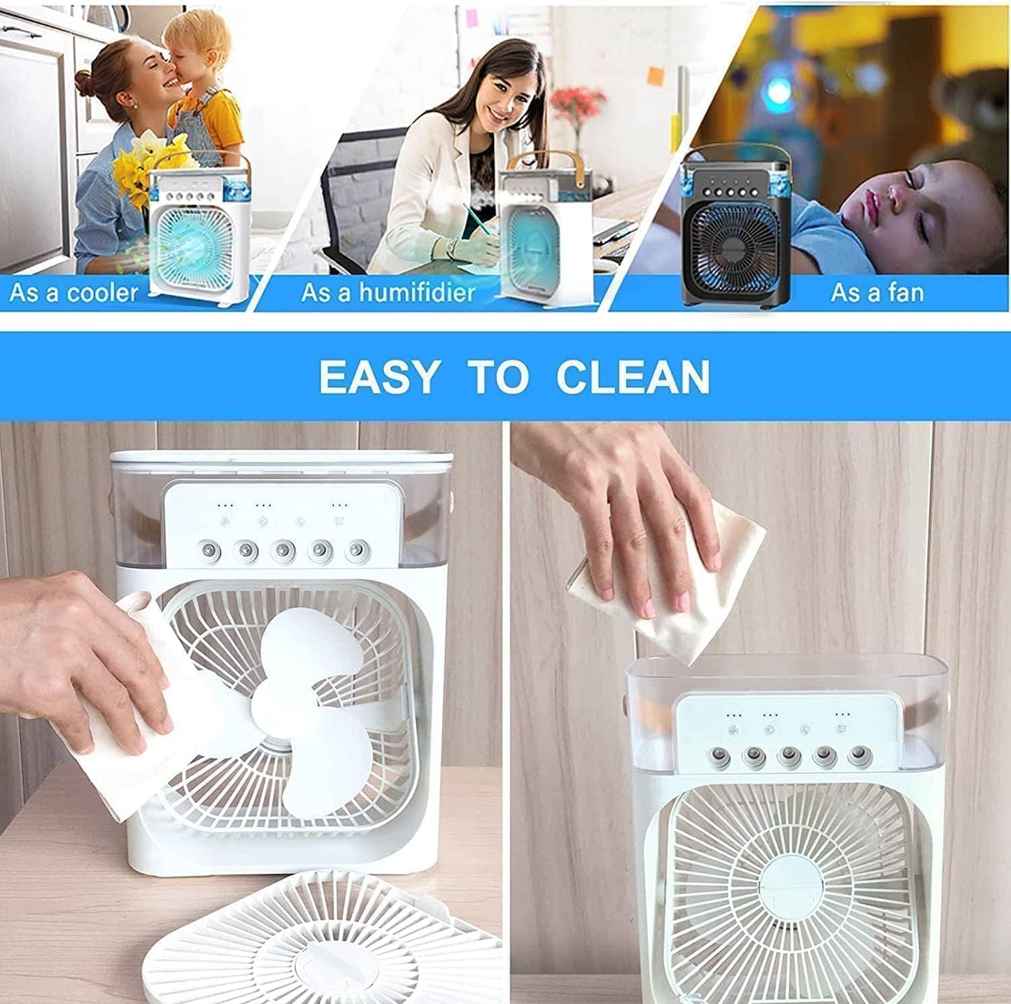 Portable Mini Air Cooler & Humidifier with Mist Spray Technology