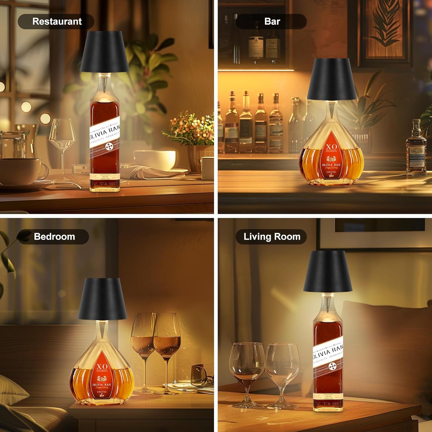 Wireless Bottle Lamp - 3-Color Rechargeable LED Light