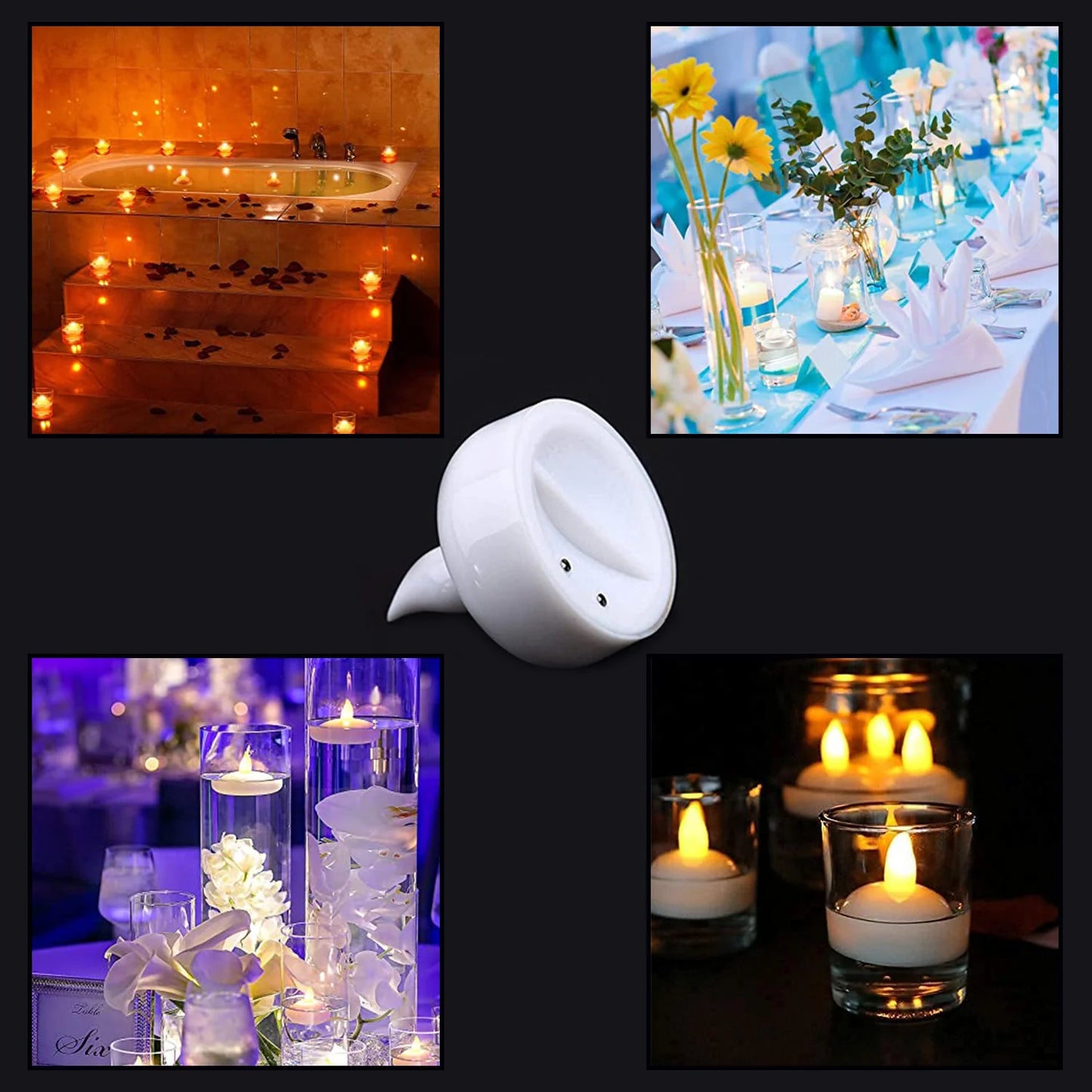 Set of 12 Flameless Floating Candles | Battery-Operated LED Tealights for Pool, Wedding, Diwali Diya & Centerpieces