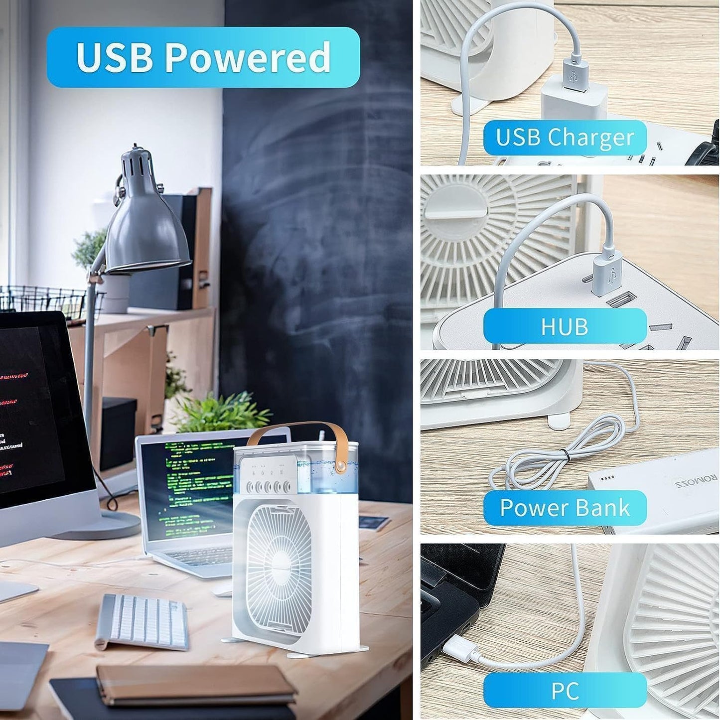Portable Mini Air Cooler & Humidifier with Mist Spray Technology
