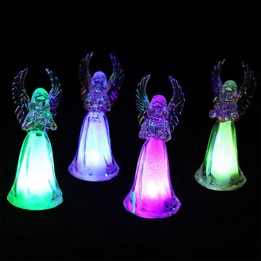 Set of 12 LED Angel Figurines | Color-Changing Crystal Glow Angels | Battery-Operated Tabletop Lights for Christmas, Home & Party Decor
