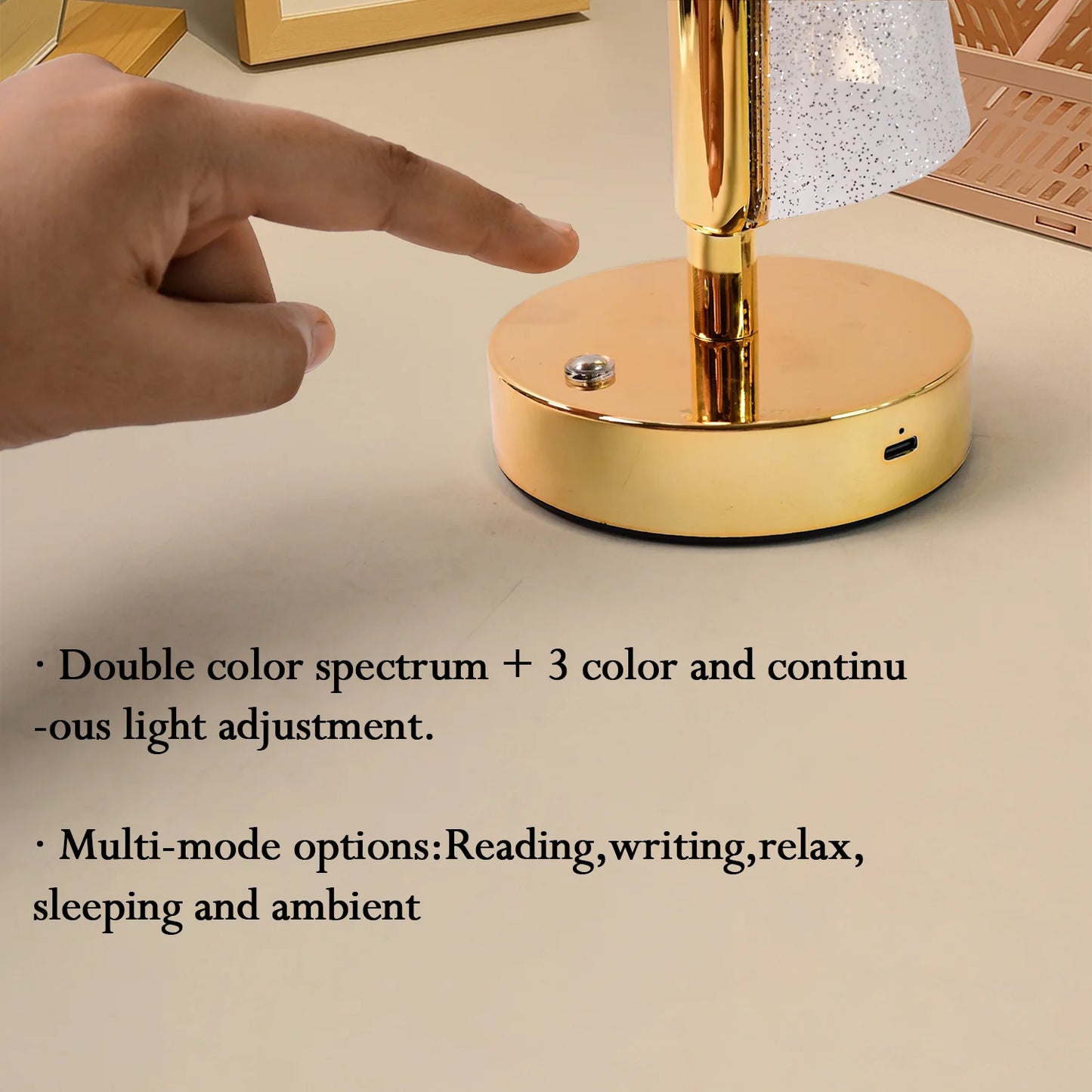 Modern Luxury Crystal LED Double Shade Table Lamp | Golden Base Decorative Lighting for Bedroom, Living Room & Festive Gifting