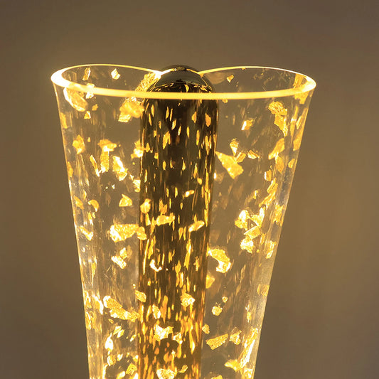 Luxury Golden Crystal LED Table Lamp | USB Rechargeable Cylindrical Light with Golden Flake Shade for Bedside & Premium Decor
