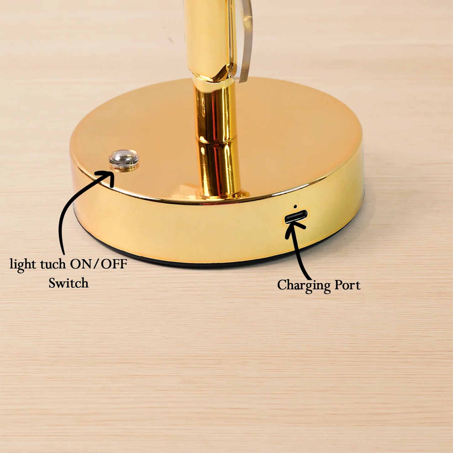 Luxury Golden Leaf Crystal LED Table Lamp | USB Rechargeable Decorative Light for Bedside, Study & Premium Home Decor