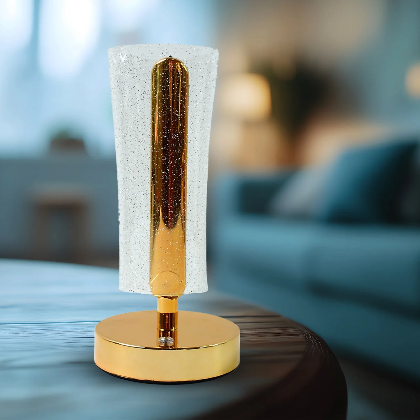 Luxury Crystal LED Table Lamp - Decorative Night Light with Golden Bas