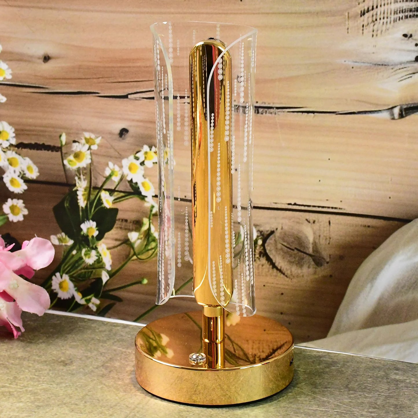 Luxury Tall Cylinder Crystal LED Table Lamp | USB Rechargeable Modern Decorative Light for Bedside, Study & Hotel Decor