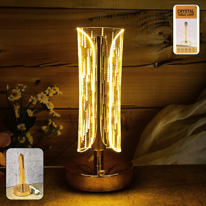 Luxury Tall Cylinder Crystal LED Table Lamp | USB Rechargeable Modern Decorative Light for Bedside, Study & Hotel Decor