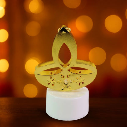 Set of 12 Golden Diya LED Candles | Flameless Battery-Operated Tealights for Safe Diwali, Puja & Festive Decoration