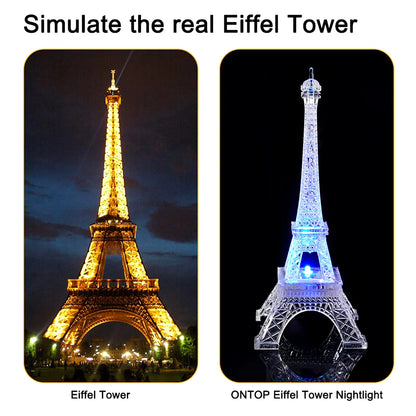 Eiffel Tower LED Decorative Showpiece | Multicolor Changing Crystal Effect Night Light for Home, Office & Gifting