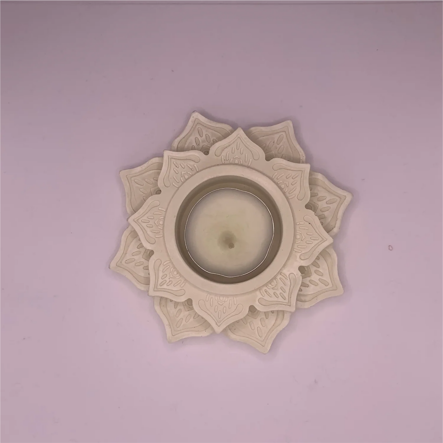 Handmade Lotus Diya Tea Light Holder (Ivory) | Elegant Floral Diya for Home Decor & Scent Sampling