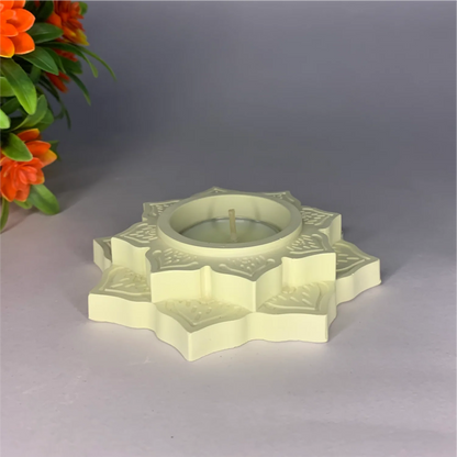 Handmade Lotus Diya Tea Light Holder (Ivory) | Elegant Floral Diya for Home Decor & Scent Sampling