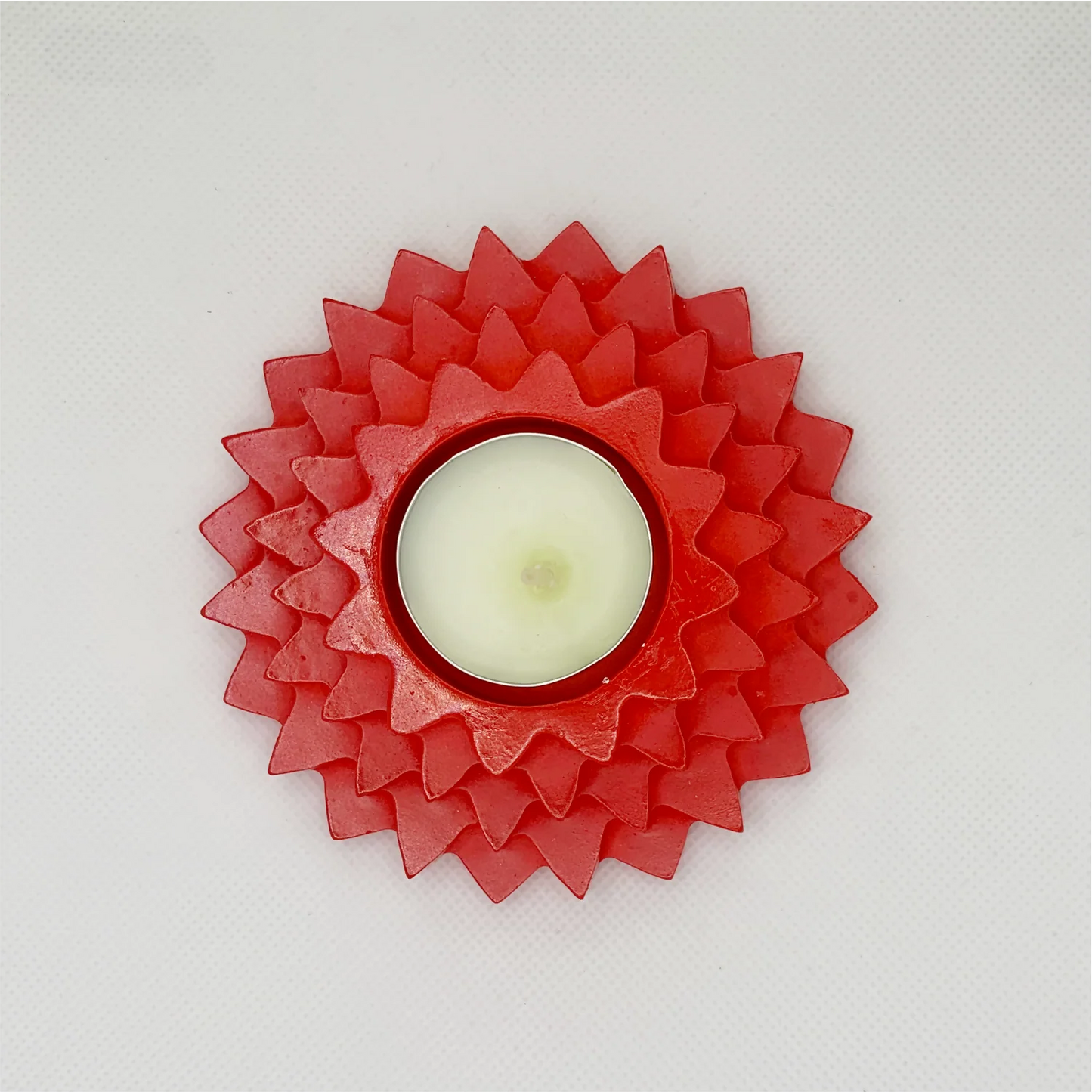 Handmade 5-Layer Flower Diya Tea Light Holder (Red) | Elegant Decorative Candle Holder for Festivals & Home Decor