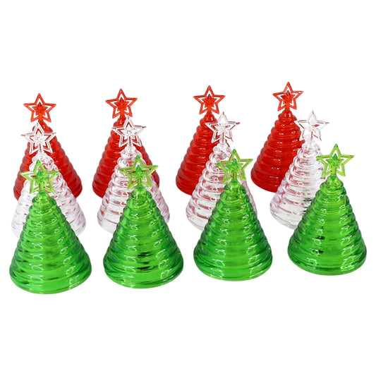Set of 12 Christmas Tree LED Lights with Star Topper | Battery Operated Flameless Festive Decor
