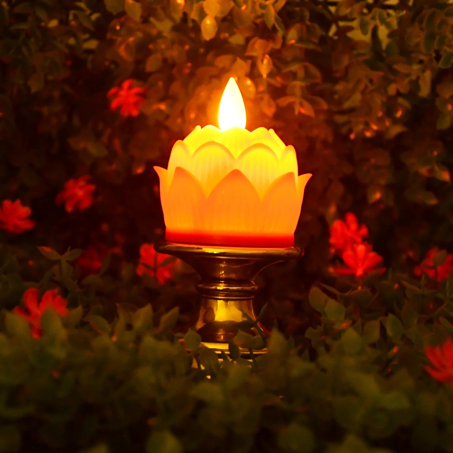 Premium Lotus Shaped LED Flameless Candle (1 Pc) | Battery-Operated Decorative Diya for Temples, Meditation & Diwali