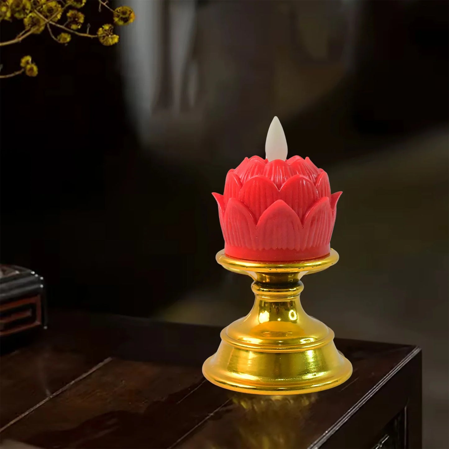 Premium Lotus Shaped LED Flameless Candle (1 Pc) | Battery-Operated Decorative Diya for Temples, Meditation & Diwali
