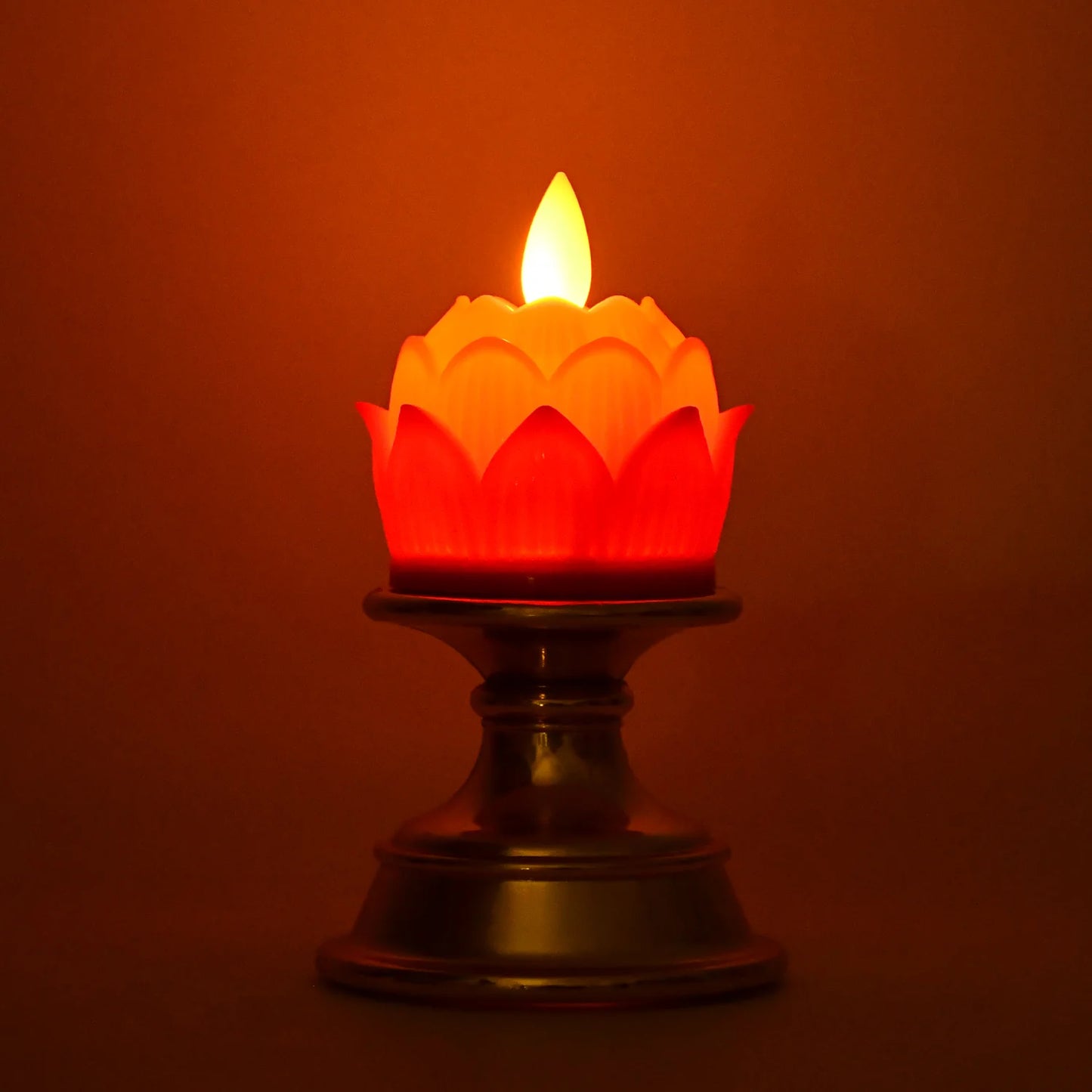 Premium Lotus Shaped LED Flameless Candle (1 Pc) | Battery-Operated Decorative Diya for Temples, Meditation & Diwali
