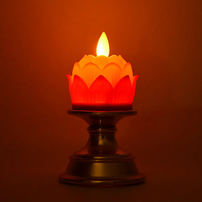 Premium Lotus Shaped LED Flameless Candle (1 Pc) | Battery-Operated Decorative Diya for Temples, Meditation & Diwali