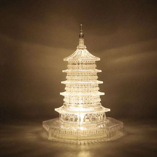 Premium LED Crystal Pagoda Decorative Light | Elegant Battery-Operated Flameless Lamp for Home Decor, Meditation & Diwali