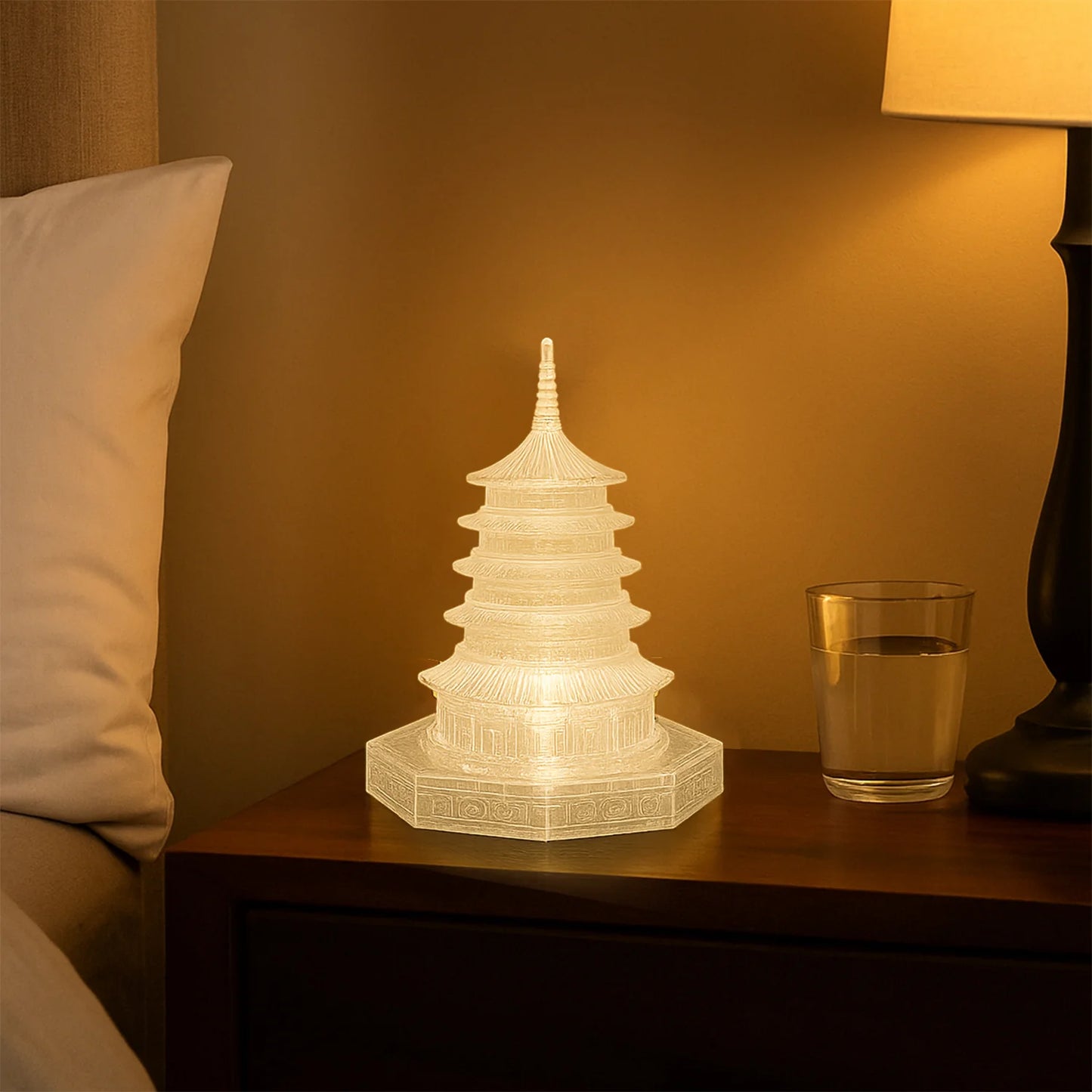 Premium LED Crystal Pagoda Decorative Light | Elegant Battery-Operated Flameless Lamp for Home Decor, Meditation & Diwali