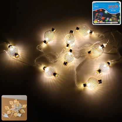 3-Meter Decorative Metal Ball LED String Lights | Warm Plug-in Fairy Lights for Diwali, Christmas & Elegant Home Decor