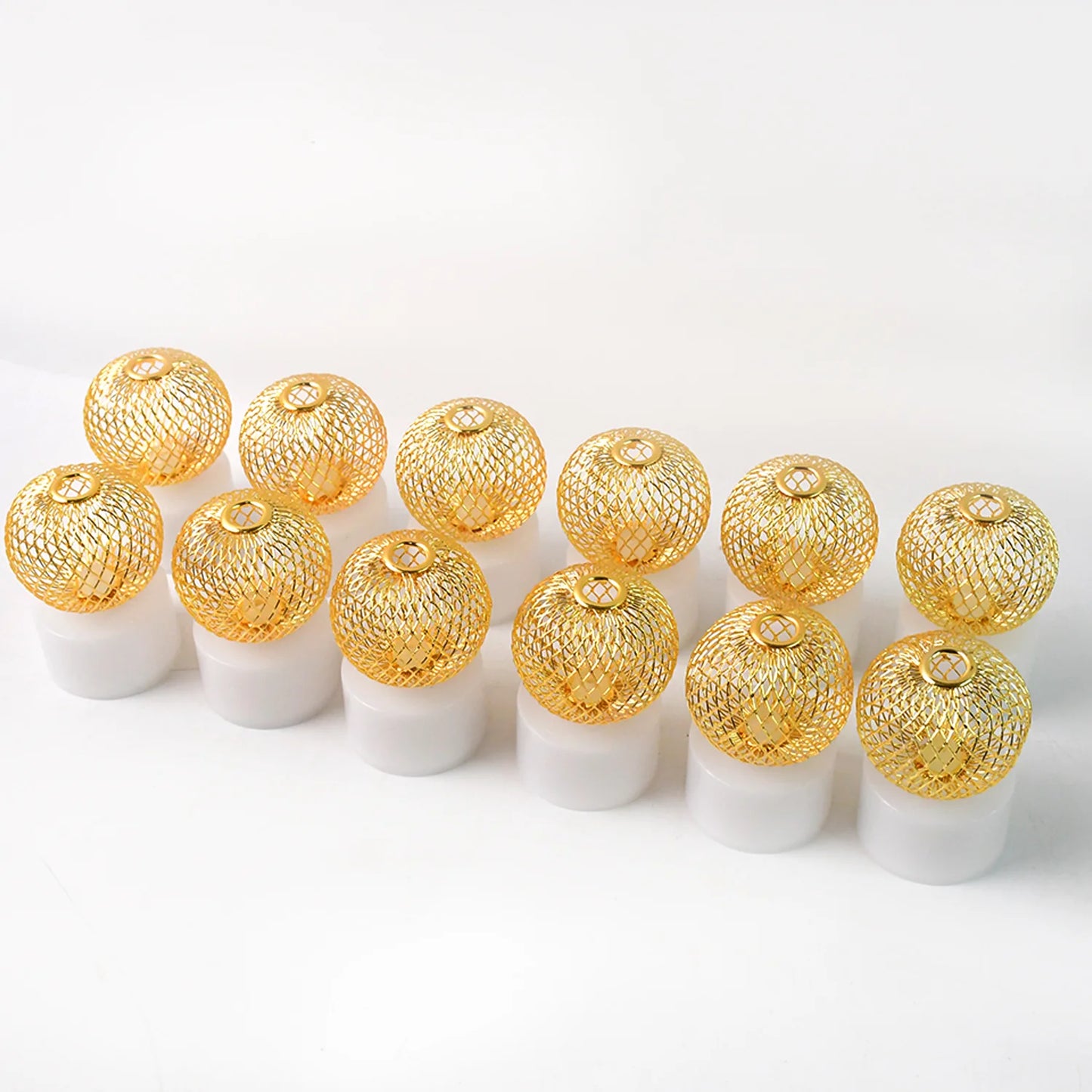 Set of 12 LED Mesh Ball Decorative Lights | Warm White Ambiance Lighting for Home Decor, Diwali & Parties