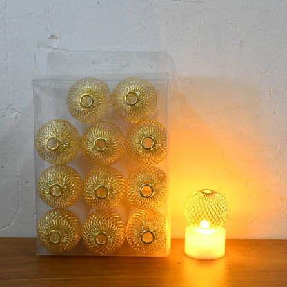 Set of 12 LED Mesh Ball Decorative Lights | Warm White Ambiance Lighting for Home Decor, Diwali & Parties
