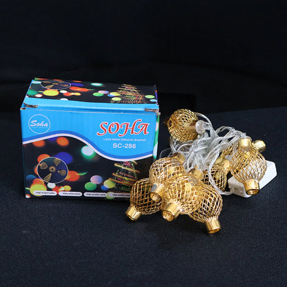 3-Meter Decorative Metal Ball LED String Lights | Warm Plug-in Fairy Lights for Diwali, Christmas & Elegant Home Decor