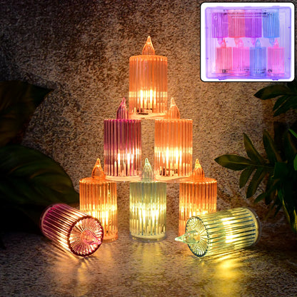 8 Piece LED Flameless Candle Light Set – Crystal Effect Decorative Candles for Home, Diwali, Festivals, Weddings & Parties