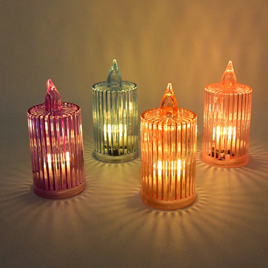 8 Piece LED Flameless Candle Light Set – Crystal Effect Decorative Candles for Home, Diwali, Festivals, Weddings & Parties