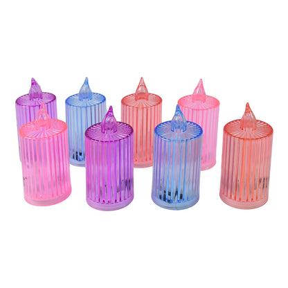 8 Piece LED Flameless Candle Light Set – Crystal Effect Decorative Candles for Home, Diwali, Festivals, Weddings & Parties