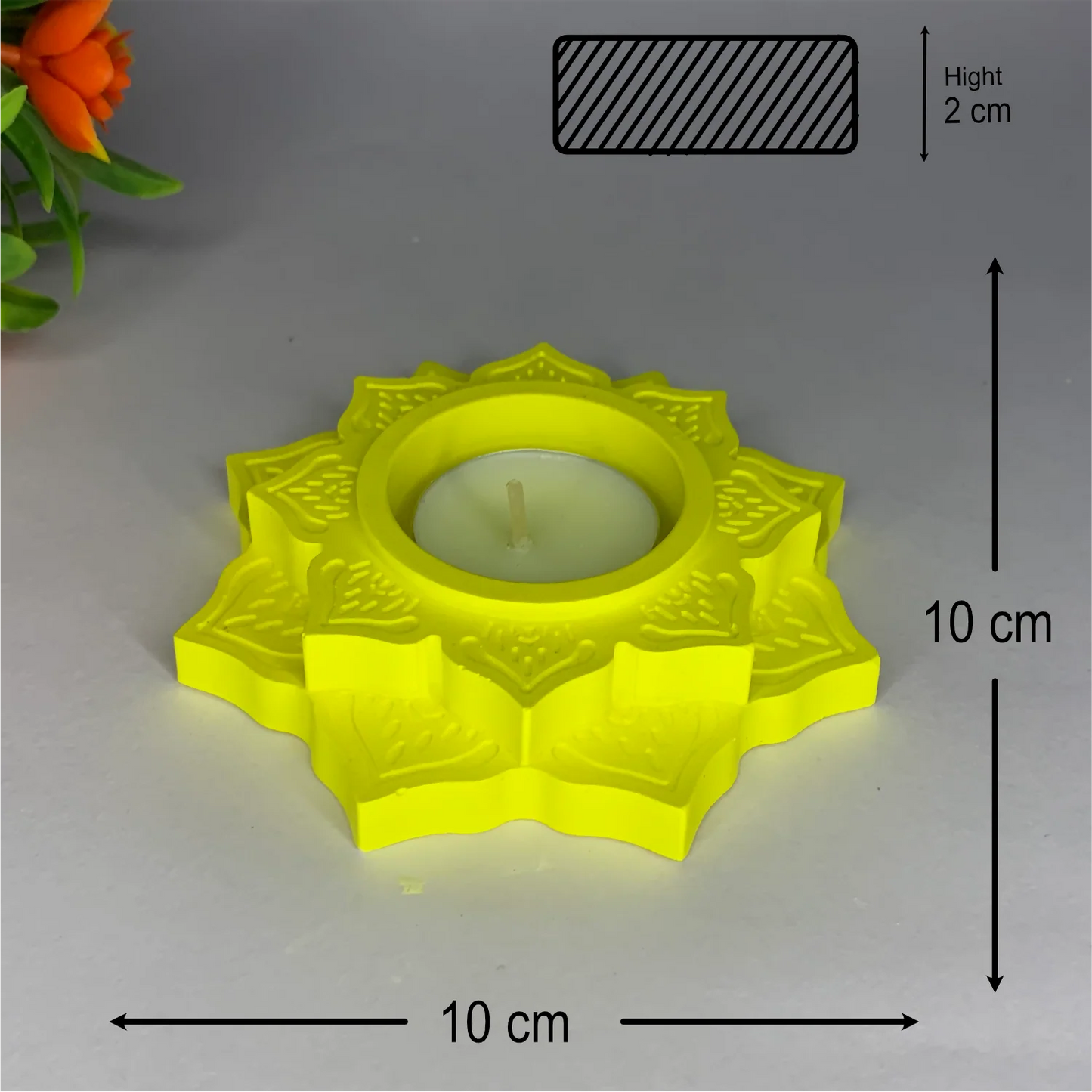 Handmade Lotus Diya Tealight Candle Holder (Yellow) | Elegant Floral Diya for Pooja, Diwali & Warm Home Decor