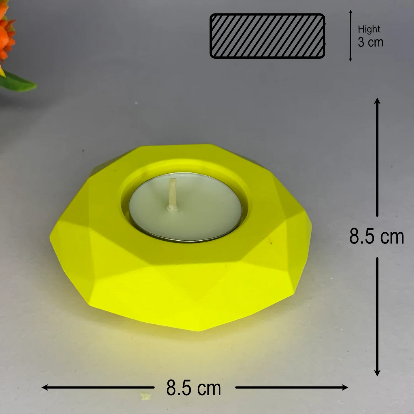 Elegant Diamond Diya Tea Light Holder (Yellow) | Handmade Candle Holder for Scent Sampling & Warm Home Decor
