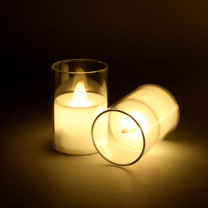 Set of 24 Flameless LED Tealight Candles with Glass Holders | Battery Operated Decorative Lights for Weddings, Diwali & Home Decor