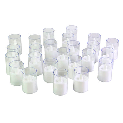 Set of 24 Flameless LED Tealight Candles with Glass Holders | Battery Operated Decorative Lights for Weddings, Diwali & Home Decor