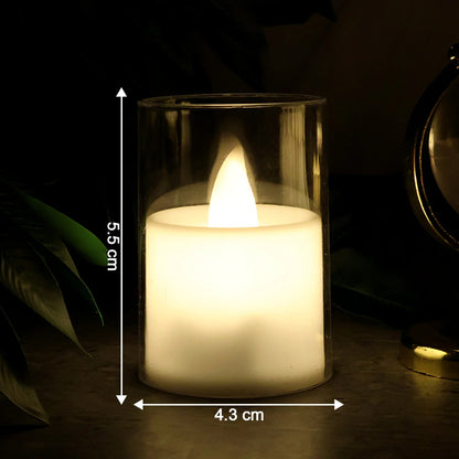 Set of 24 Flameless LED Tealight Candles with Glass Holders | Battery Operated Decorative Lights for Weddings, Diwali & Home Decor