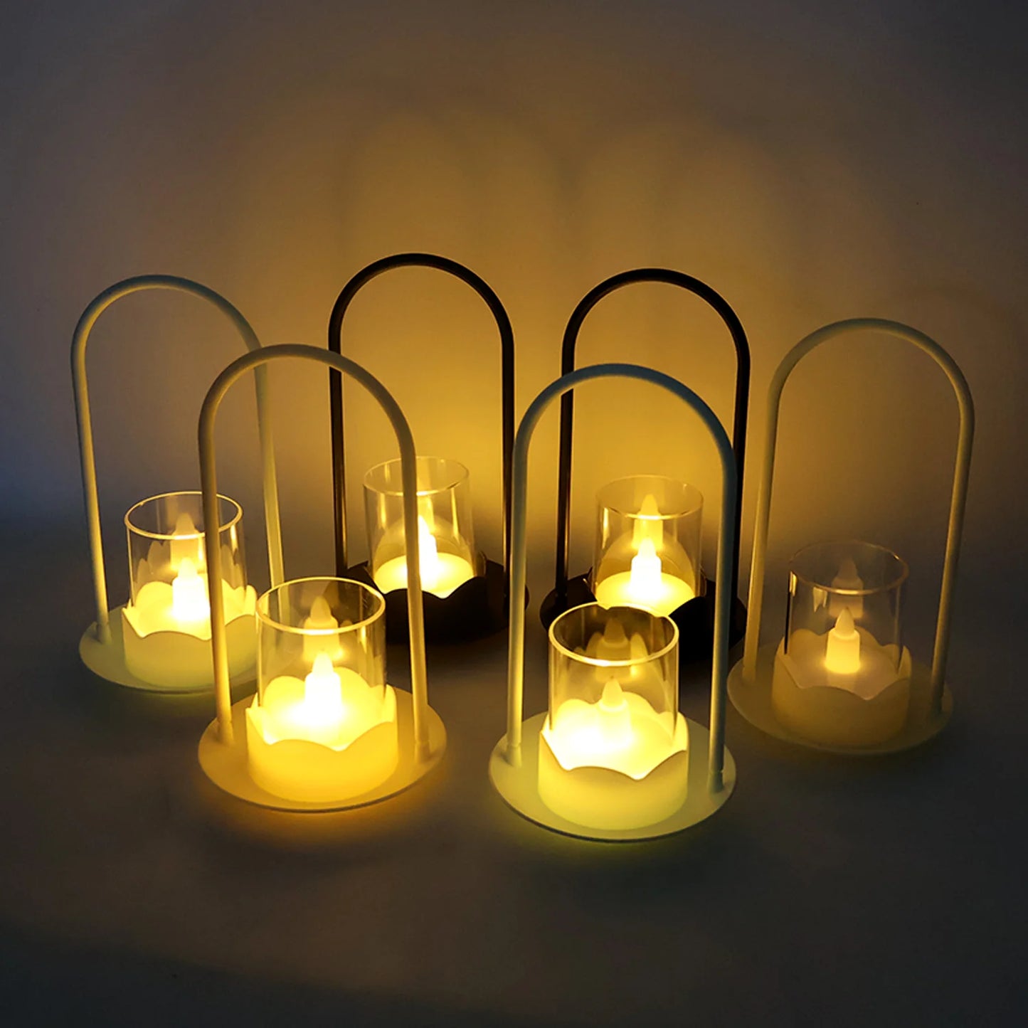 Set of 6 Wind Light Style Flameless LED Candles | Flickering Plastic Lantern Candles for Safe Home, Festival & Wedding Decor