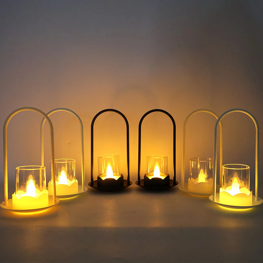 Set of 6 Wind Light Style Flameless LED Candles | Flickering Plastic Lantern Candles for Safe Home, Festival & Wedding Decor