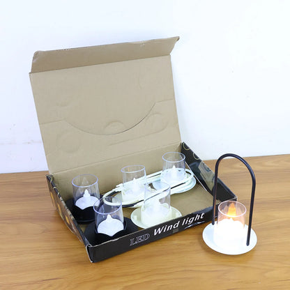 Set of 6 Wind Light Style Flameless LED Candles | Flickering Plastic Lantern Candles for Safe Home, Festival & Wedding Decor