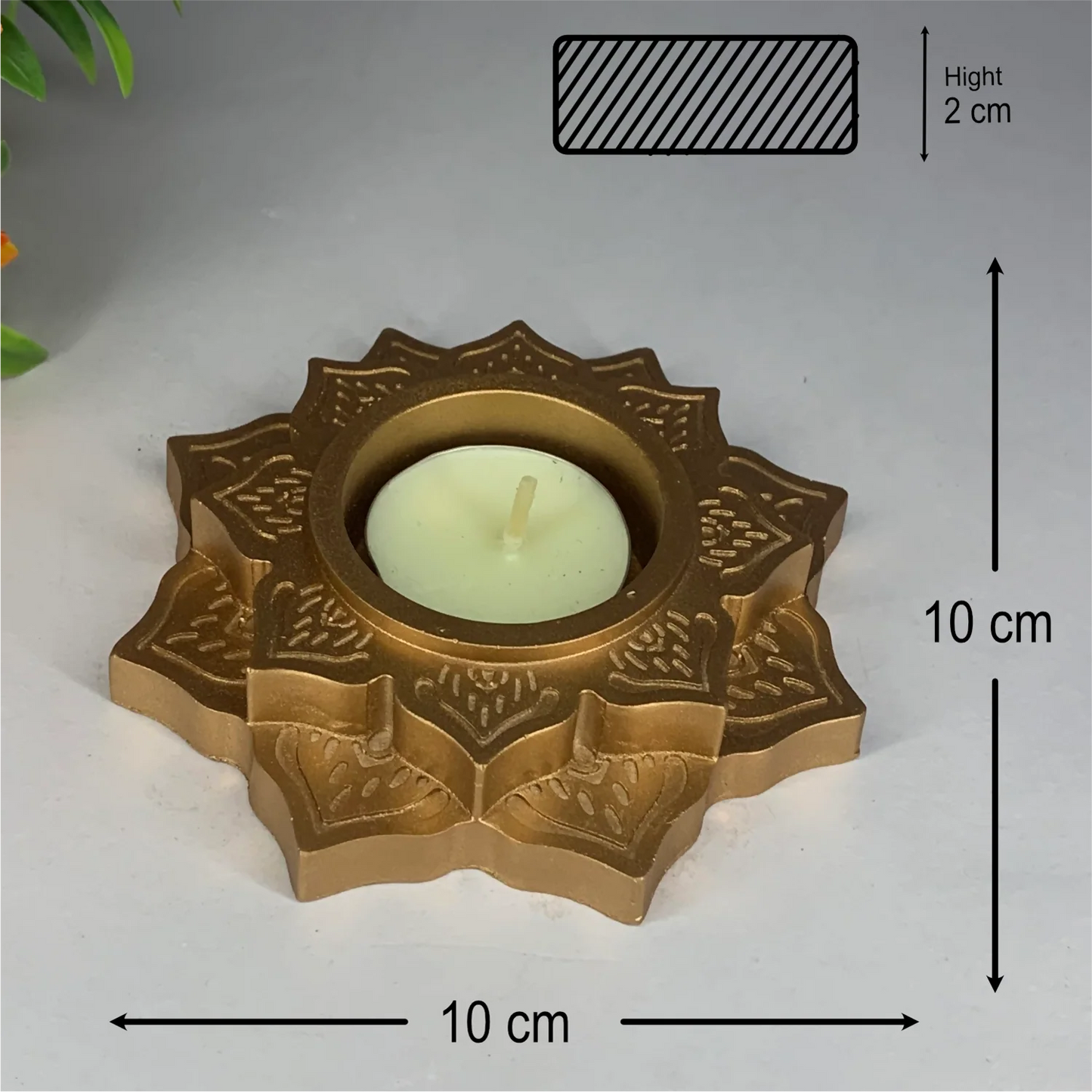 Handmade Lotus Diya Tealight Candle Holder (Gold) | Elegant Floral Diya for Pooja, Diwali & Home Decor