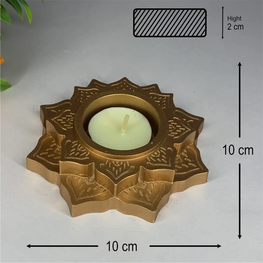 Handmade Lotus Diya Tealight Candle Holder (Gold) | Elegant Floral Diya for Pooja, Diwali & Home Decor
