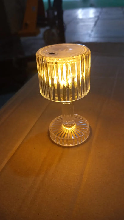 Mini Portable LED Crystal-Effect Table Lamp (1 Pc) | Battery-Powered Acrylic Desk Light for Diwali, Parties & Home Decor