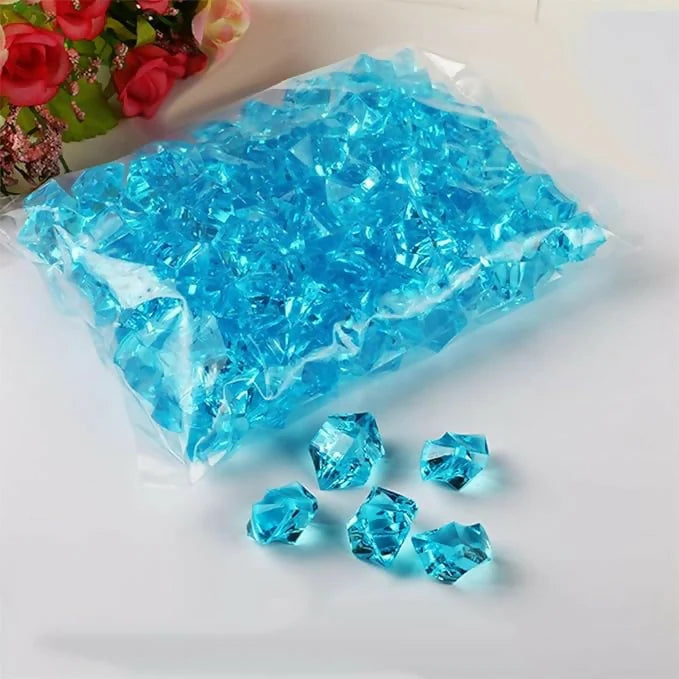 Aqua Blue Decorative Acrylic Ice Crystals | Vase Filler & Table Scatter Stones for Home, Wedding & Crafts