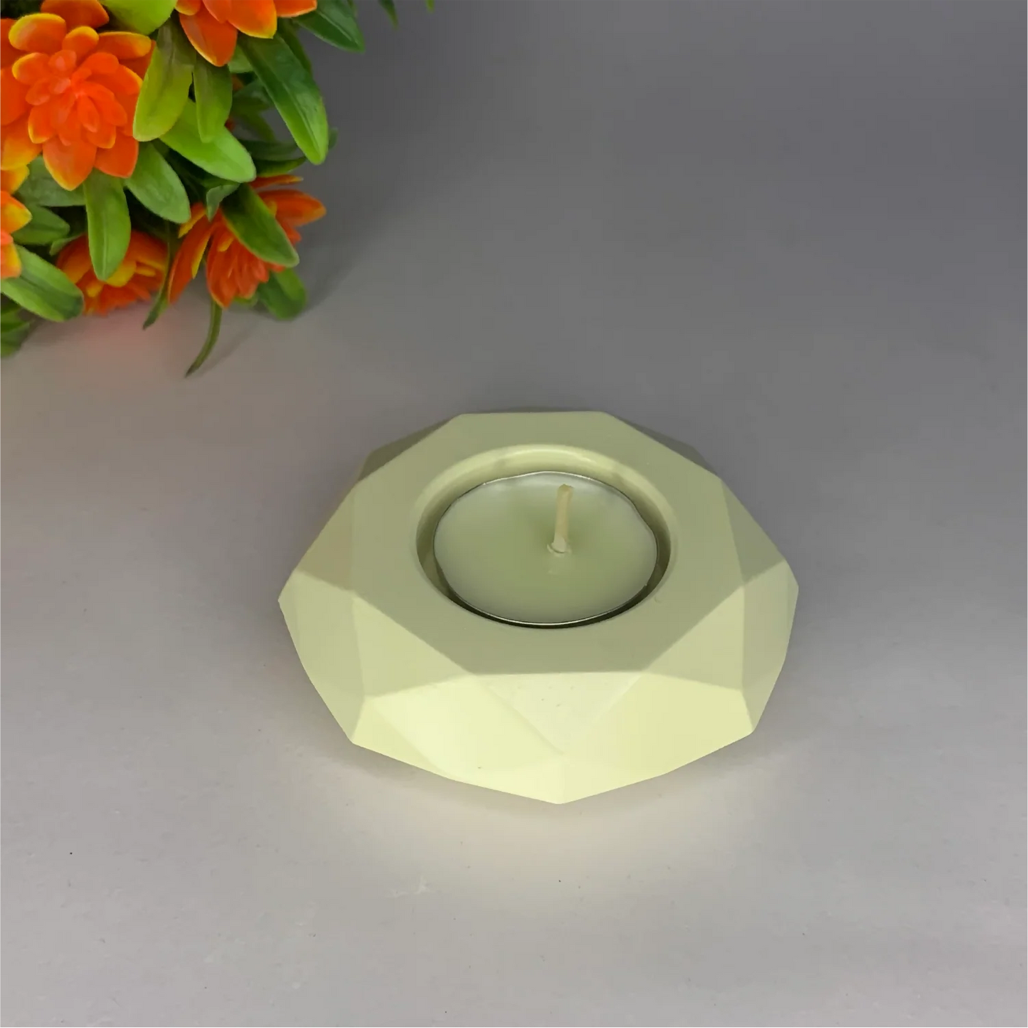 Elegant Diamond Diya Tea Light Holder | Ivory Handmade Candle Holder for Home Decor & Scent Sampling