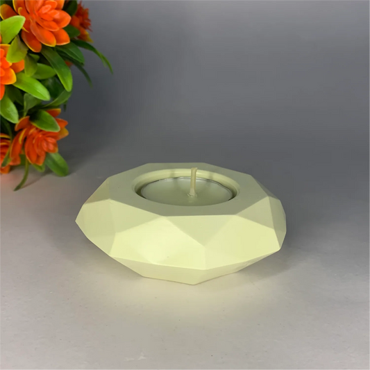 Elegant Diamond Diya Tea Light Holder | Ivory Handmade Candle Holder for Home Decor & Scent Sampling