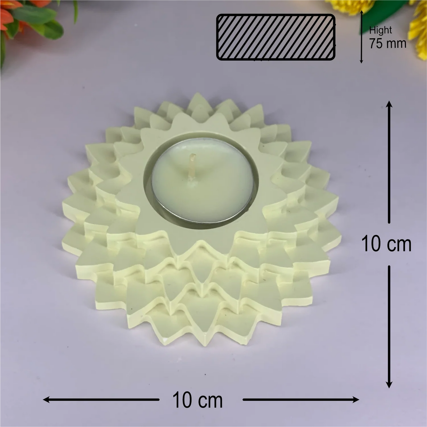 Handmade 4-Step Flower Diya | Multi-Layered Tealight Candle Holder for Diwali, Pooja & Traditional Decor