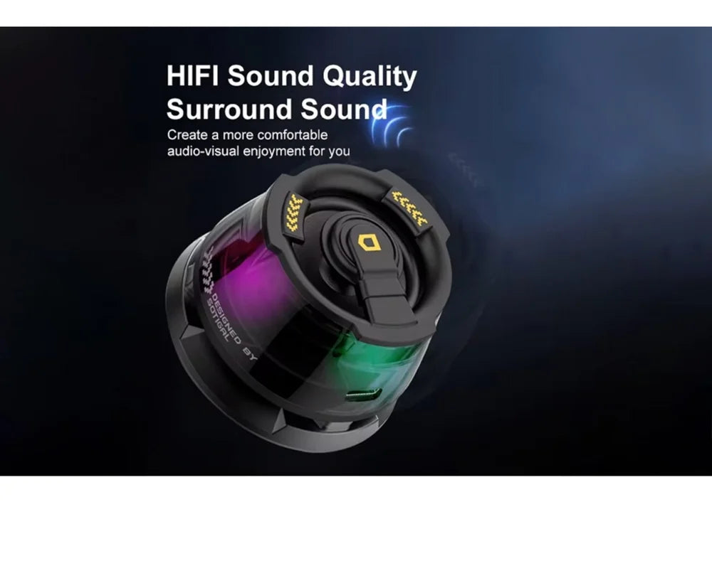 Black Mini Wireless Speaker with RGB Lights  | Magnetic Mount